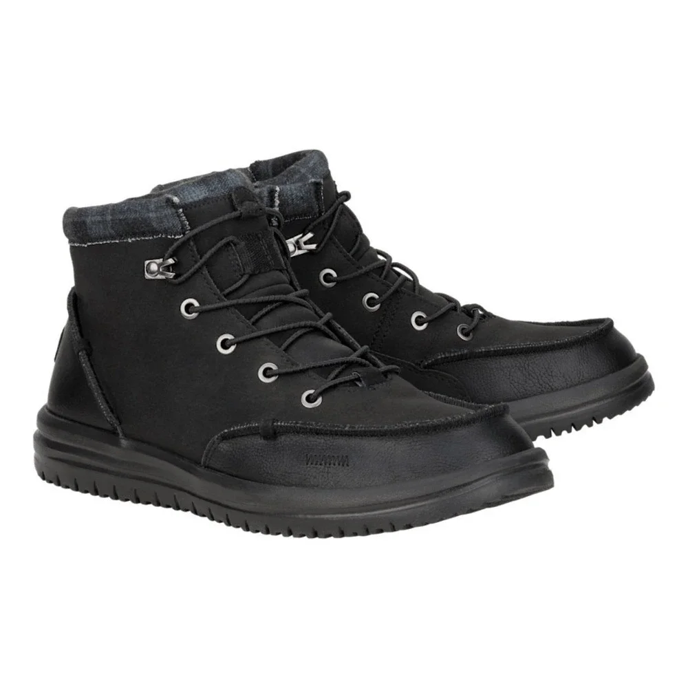 HEY DUDE Bradley Classic Boots Black w/ Plaid Sneaker Men's Size 9 42067-001 NEW